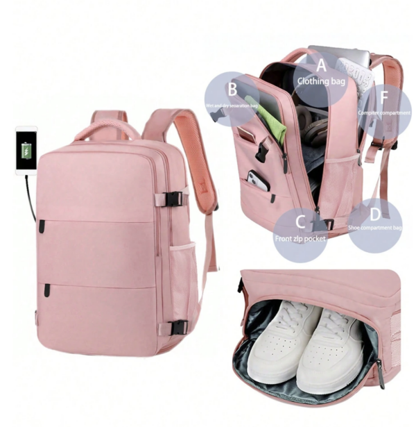 Mochila de viaje mutifuncional rosa - Image 5