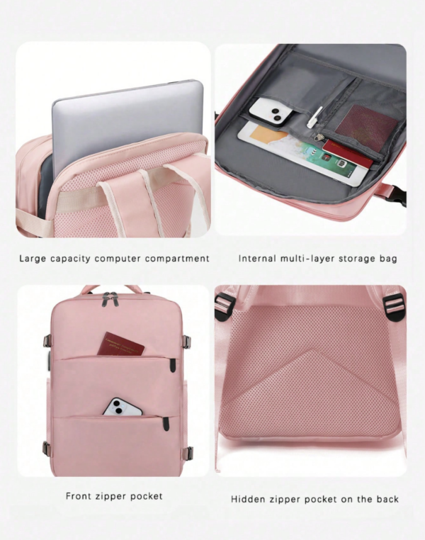 Mochila de viaje mutifuncional rosa - Image 3